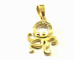 【送料無料】ネックレス　イエローゴールドペンダントタコタコyellow gold pendant 18kt 750 octopus octopus with zircons