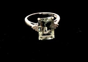 【送料無料】ネックレス　9ctエメラルドカットアメジストサイズo1275beautiful large 9ct white emerald cut green amethyst ring size o12 us 75