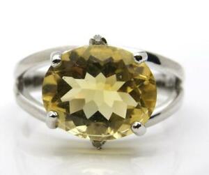 【送料無料】ネックレス　レモンシトリンホワイトゴールドリングサイズ 12x10mm fresh lemon citrine 9ct white gold ring size o uk made hallmark