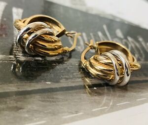 【送料無料】ネックレス 9ctbiイアリング19mm x11mm 011669ct gold bi metal twist hoop earrings, 19mm x 11mm 01166|hokushin