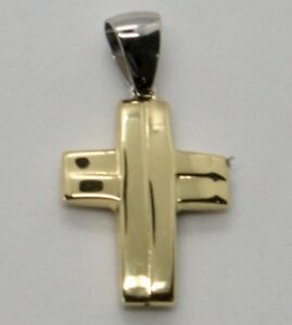 【送料無料】ネックレス　クロスペンダントホワイトゴールドイタリアcross pendant stylized crucifix white gold and yellow 750 18k made in italy