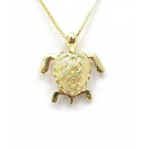 【送料無料】ネックレス 14ksolid yellow gold 3d hawaiian moving sea turtlehonu pendant medium14k solid yellow gold 3d hawaiian moving sea turtle h|hokushin