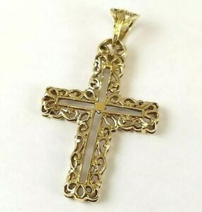 【送料無料】ネックレス　ゴールドカットアウトクロスペンダントbeautiful 9ct gold cut out cross pendant full british hallmark