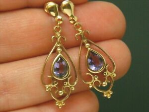 【送料無料】ネックレス　ゴールドｋゴールドアメジストビクトリアスポイトイヤリング9ct gold 9k gold amethyst hallmarked victorian design dropper earrings