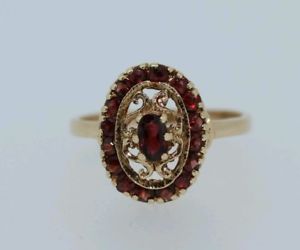 【送料無料】ネックレス　イエローゴールドガーネットクラスタリング9ct yellow gold garnet cluster ring 31,187円