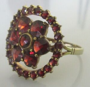 【送料無料】ネックレス イエローゴールドマルチガーネットラウンドクラスタリングサイズsecondhand 10ct yellow gold multi garnet round cluster ring size s 12|hokushin