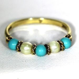【送料無料】ネックレス　パールターコイズビーズイエローゴールドリングサイズkinetic pearl amp; turquoise bead 9ct yellow gold ring size l 12 ~ 6