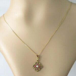 【送料無料】ネックレス イエローゴールドマルチアメジストパールペンダントイエローゴールドチェーンsecondhand 9ct yellow gold multi amethyst pearl pendant amp; 9ct yellow gold chain|hokushin