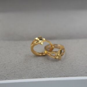 【送料無料】ネックレス　ソリッドｋイエローゴールドフープイヤリングスターフープイヤリングsolid 18k yellow gold hoop earrings lovely 6mm star hoop earrings 13mm h