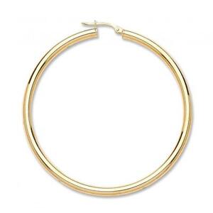 【送料無料】ネックレス　イエローゴールドフープイヤリング9ct hallmarked yellow gold plain highly polished 55mm round hoop earrings