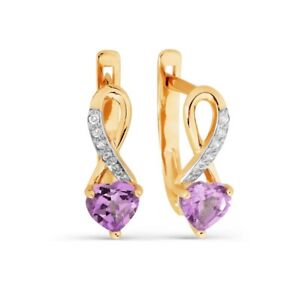 【送料無料】ネックレス　ローズゴールドアメジストキュービックジルコンイヤリング58514 ct rose gold earrings with amethyst and cubic zircon