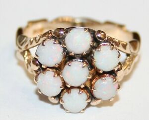 【送料無料】ネックレス　ゴールドオパールクラスタリングサイズビンテージbeautiful 9ct gold 7 stone opal cluster ring size k vintage｜hokushin 31,187円