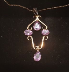 【送料無料】ネックレス ヴィンテージチェーンゴールドアメジストペンダントvintage 9 ct gold amethyst pendant on chain