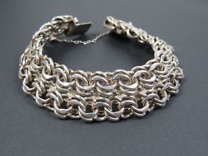 【送料無料】ネックレス　ビンテージスターリングシルバーファンシーリンクブレスレットvintage sterling silver fancy link bracelet 1974