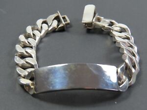 【送料無料】ネックレス ビンテージスターリングシルバーフラットブライトリンクアイデンティティカットブレスレットheavy vintage sterling silver flat bright cut curb link identity bracelet 1977|hokushin