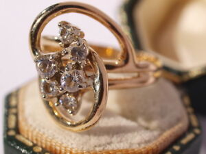【送料無料】ネックレス　イエローゴールドクラスタリング14ct yellow gold dazzling stones cluster ring hallmarked