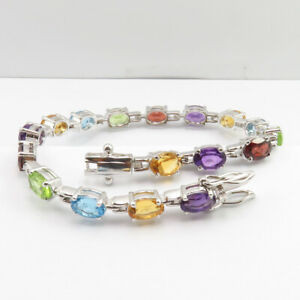 【送料無料】ネックレス　スターリングシルバーアメジストインチブレスレット925 sterling silver real amethyst amp; other gamestone 74 inches chunky bracelet
