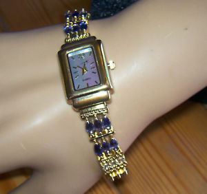 【送料無料】ネックレス　アイオライトホワイトトパーズiolite amp; white topaz silver watch, gold plated 90162