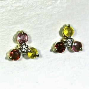【送料無料】ネックレス　ｋゴールドイエローサファイアスタッドイヤリング9ct 9k gold ruby padparadscha amp; yellow sapphire stud earrings