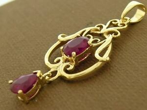 【送料無料】ネックレス　イエローゴールドルビーペンダントビクトリアスクロールpe040 genuine 9ct 9k yellow gold natural ruby filigree pendant victorian scrolls