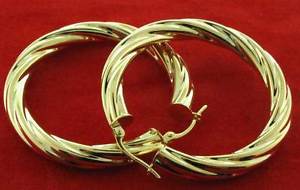 【送料無料】ネックレス ゴールドフープイヤリングケーブルツイストチューブパジャマボックス9ct gold hoop earrings 40x5mm round cable twisted tube creoles sleepers gift box|hokushin