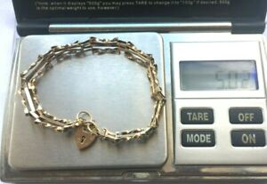 【送料無料】ネックレス　イエローゴールドバーゲートブレスレット9 ct 375 yellow gold 3 bar gate bracelet pre owned｜hokushin