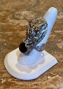 【送料無料】ネックレス　ヒマラヤスターリングシルバードラゴンネパールリングhimalayan gems sterling silver dragon ring sz 10 made in nepal spectacular｜hokushin