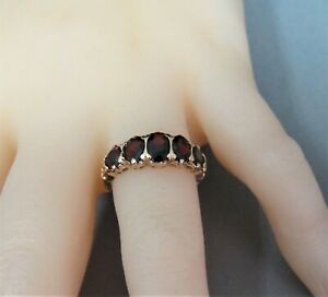 【送料無料】ネックレス　ビクトリアゴールドガーネットハーフフープリングvictorian, 9ct gold amp; garnet half hoop ring j ref xchd｜hokushin