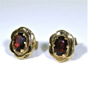【送料無料】ネックレス kゴールドガーネットオーバルスタッドイヤリング9ct 9k gold garnet oval stud earrings|hokushin
