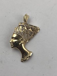 【送料無料】ネックレス　ｋイエローゴールドエジプトネフェルティティペンダントチャーム 14k yellow gold egyptian queen nefertiti filigree detailed pendant charm