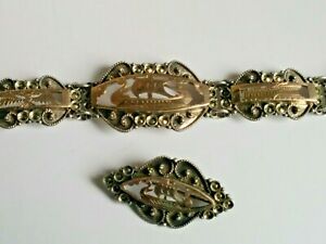 【送料無料】ネックレス ゴールドシルバーブレスレットブローチヴァイキングstunning 9ct gold and 925 silver bracelet and matching brooch norse viking ship|hokushin