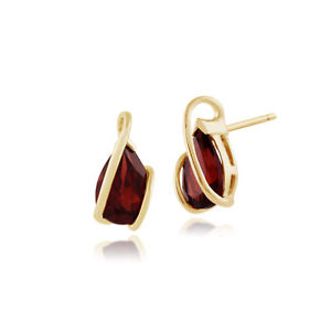 【送料無料】ネックレス イエローゴールドガーネットラップスタッドイヤリング9ct yellow gold 260ct garnet wrapped pear stud earrings|hokushin