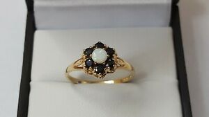 【送料無料】ネックレス ビンテージゴールドサファイアオパールフラワーリングpretty vintage 9ct gold sapphire amp; opal flower ring|hokushin