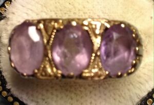 【送料無料】ネックレス　ヴィンテージゴールドアメジストリングサイズvintage 9 ct gold amethyst three stone ring size l 5 12｜hokushin