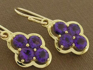 【送料無料】ネックレス　e0539ctnaturalアメジストクラスタイアリングe053 genuine 9ct solid gold natural dark purple amethyst cluster drop earrings