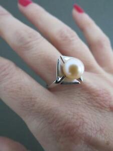 【送料無料】ネックレス ビンテージシルバーパールリングスカンジナビアvintage silver pearl modernist ring scandinavian|hokushin