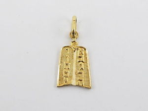 【送料無料】ネックレス　イエローデビッドペンダントゴールドユダヤ14k yellow gold jewish star of david ten commandments torah charm pendant