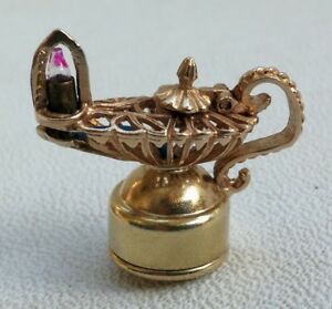 【送料無料】ネックレス　ソリッドゴールドローマランプペンダントvtg 1975 9ct solid gold illuminated aladdin genie roman lamp pendant charm 6g
