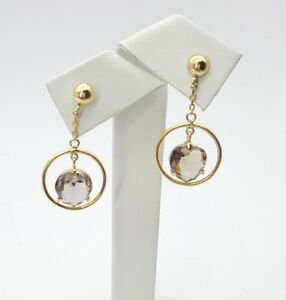 【送料無料】ネックレス　レディースイヤリングイエローゴールドオープンサークルブラウンスモーキークオーツイヤリングladies dangle earrings 9ct yellow gold open circle amp; brown smoky quartz ear