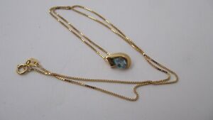 【送料無料】ネックレス　ヴィンテージ18ctイェローゴールドトパーズペンダントチェーンvintage gold 18ct yellow gold blue topaz pendant and chain