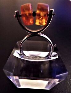 【送料無料】ネックレス ビンテージスターリングシルバーオレンジリングvintage modernist sterling silver spinning amber ring|hokushin