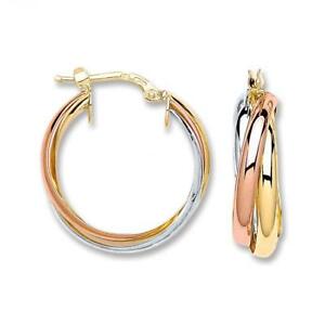 【送料無料】ネックレス　イエローホワイトアンプローズゴールドフープイヤリング 9ct yellow, white amp; rose gold hoop earrings｜hokushin