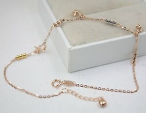 【送料無料】ネックレス　ソリッドｋゴールドビーズケーブルリンクブレスレット solid 18k multitone gold bead with cable link bracelet 245cm length
