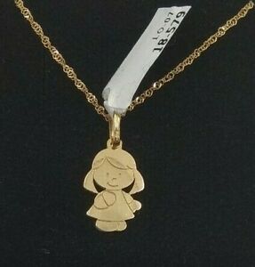 【送料無料】ネックレス　チェーンゴールドイエローペンダントシルエットガールpendant with chain gold yellow 18k silhouette girl