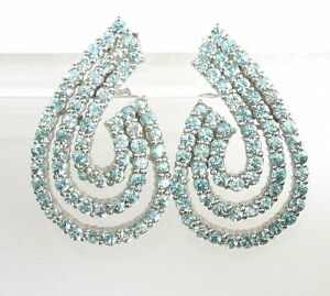 【送料無料】ネックレス　スイストパーズ925ssスターリング1263イアリングswiss blue topaz triple row hoop earrings 925 ss sterling silver 126 stones 32,487円