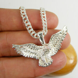 【送料無料】ネックレス　フライングイーグルペンダントｃｍダブルカーブチェーンスターリングシルバーflying eagle bird pendant and 60cm double curb chain genuine 925 sterling silver