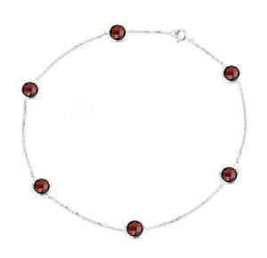 【送料無料】ネックレス　ｋホワイトゴールドブレスレットガーネットインチ14k white gold anklet bracelet with garnet gemstones 95 inches