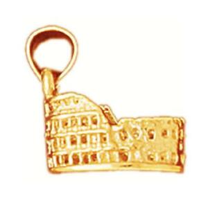 【送料無料】ネックレス　イエローゴールドローマコロシアムコロッセオペンダントアメリカ14k yellow gold roman coliseum colosseum 3d pendant charm, made in usa