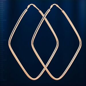 【送料無料】ネックレス ロシアローズゴールドフープイヤリングхrussian rose gold 14k 585 hoop rhombus earrings 40х28 mm nwt stunning 175g|hokushin