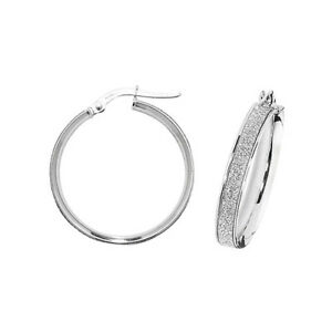 【送料無料】ネックレス　ホワイトゴールドフープイヤリング 9ct white gold hoop earrings
